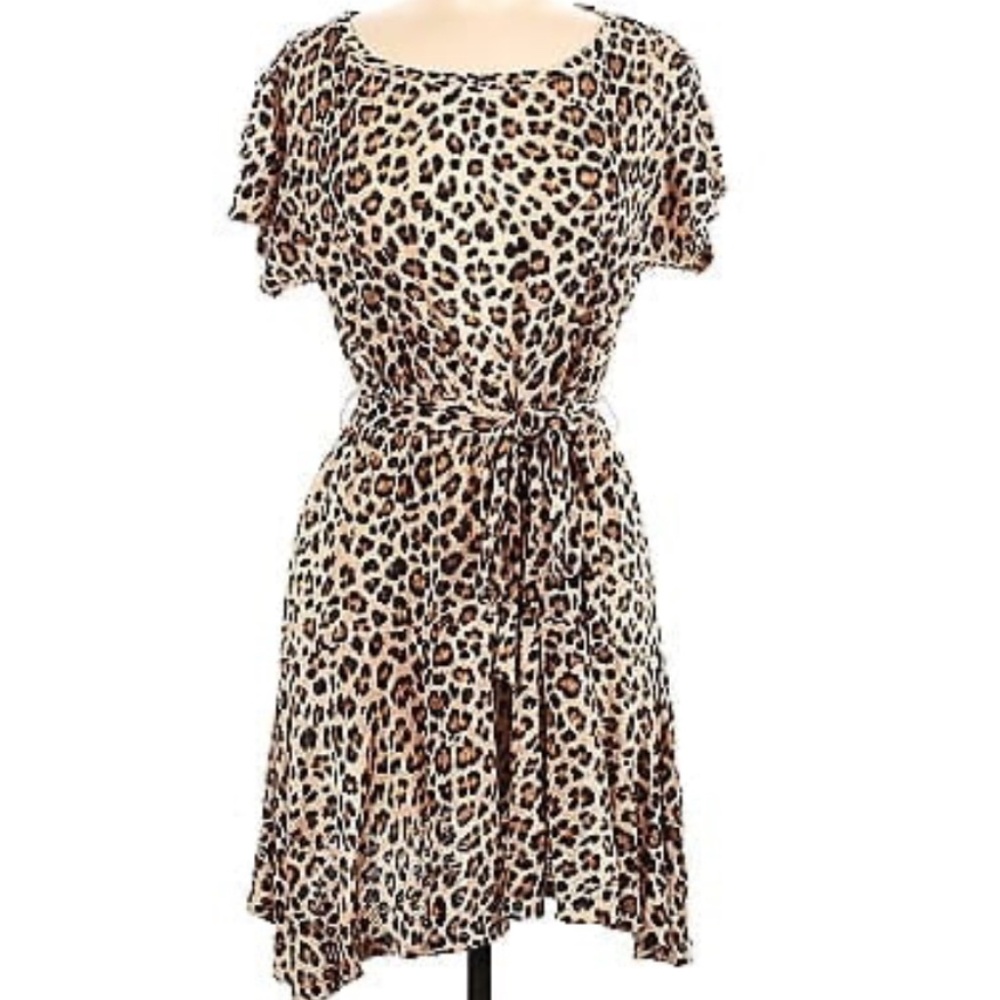 Rebecca Taylor Linen Leopard Print Dress